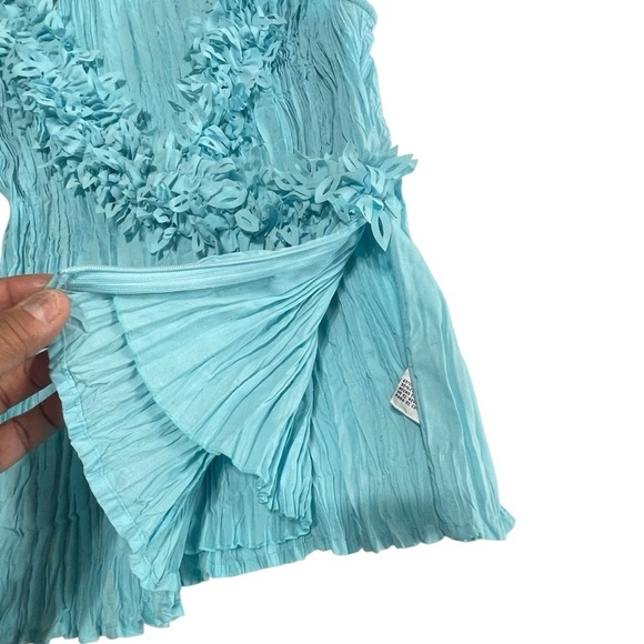 Kaelyn Max Blue Sleeveless accordion ruffle front Blouse Size XL - Picture 7 of 13